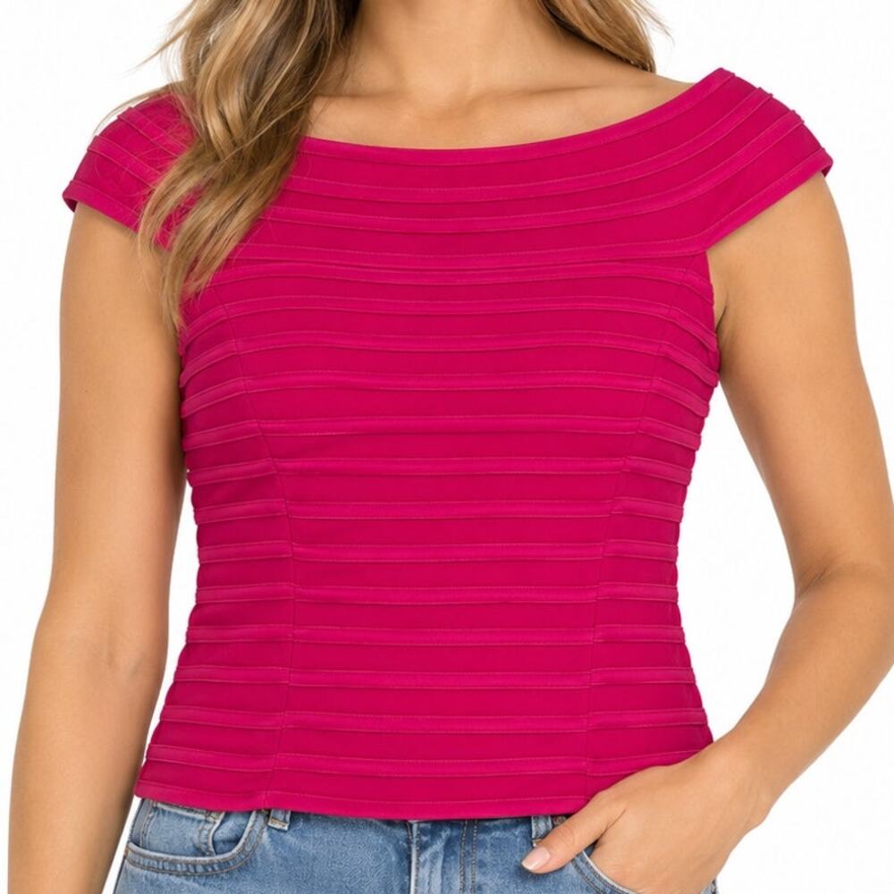 NWT JS Collections Off Shoulder Bandage Top Pink Fuchsia Size 6 Cocktail Stretch